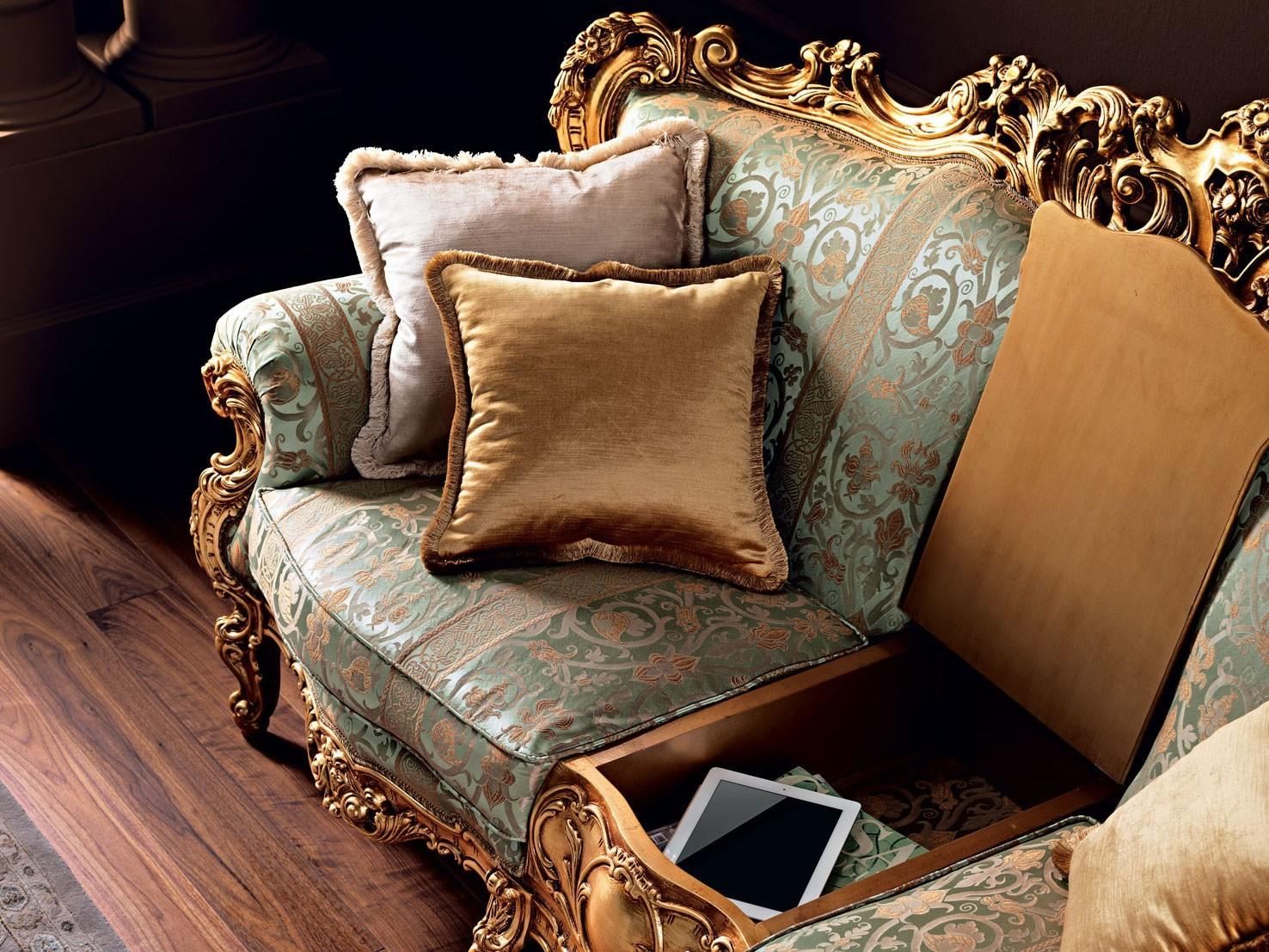 11417 2 seater fabric sofa with integrated magazine rack