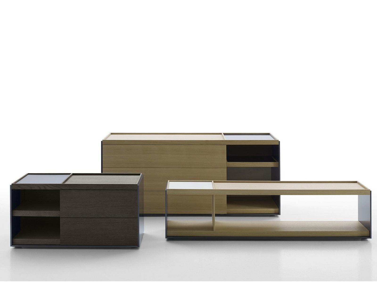 SURFACE Low rectangular wooden coffee table SURFACE Low rectangular wooden coffee table