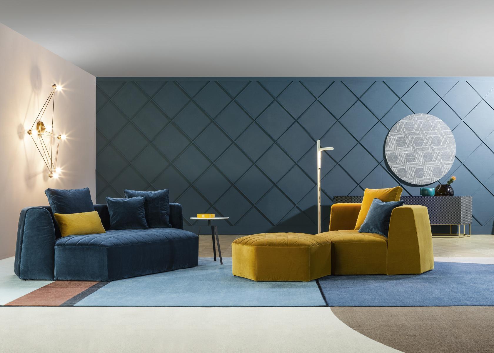 PANORAMA Modular fabric sofa with footstool