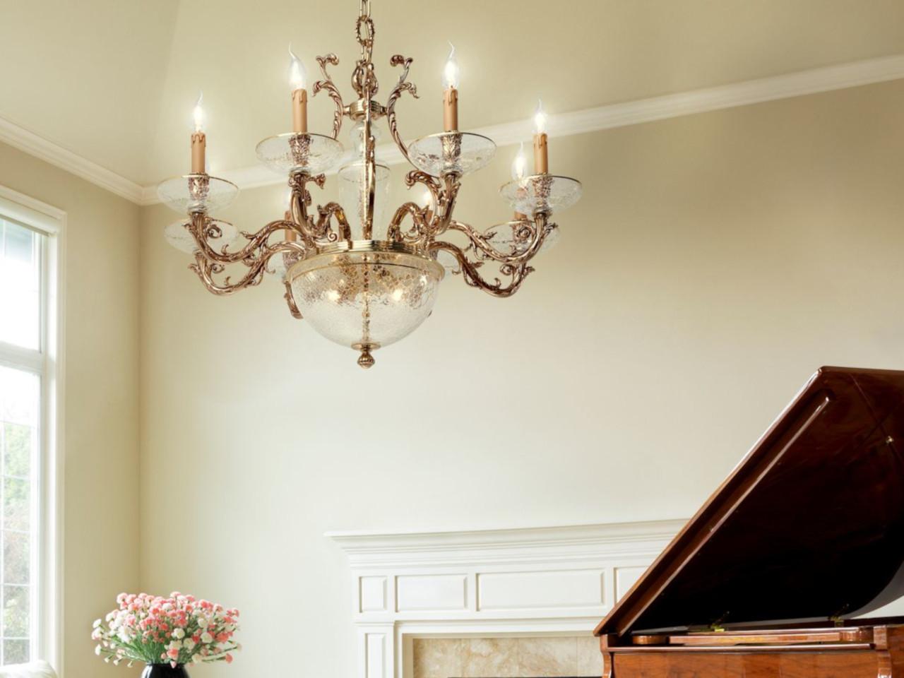 DORALEE 1662/8+2 French gold finish chandelier with cracked glass