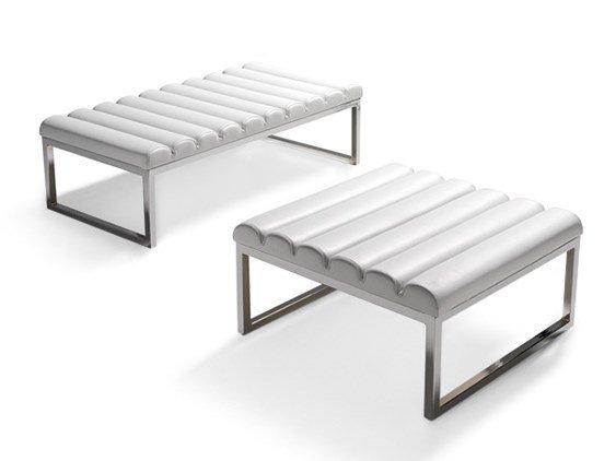 MANHATTAN Leather bench with removable cover