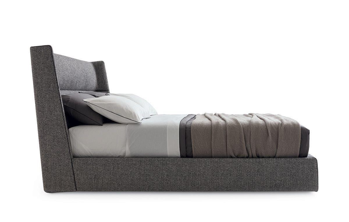 CHLOE Fabric double bed with upholstered headboard
