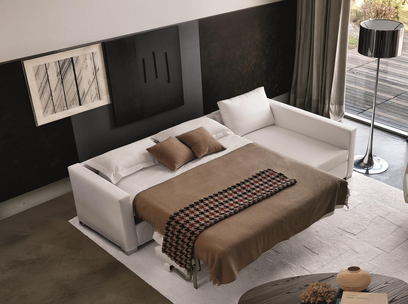 EVERY ONE Fabric sofa bed with removable cover with chaise longue