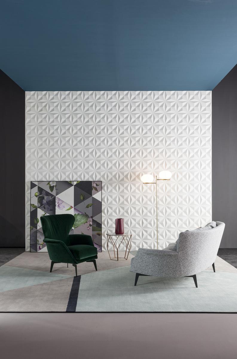 LOVY High-back fabric armchair