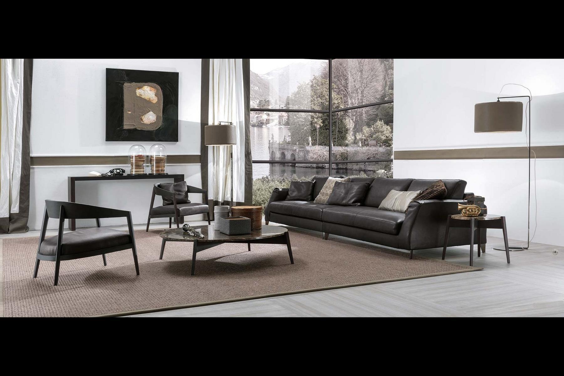 DAVIS CLASS Sectional upholstered leather sofa