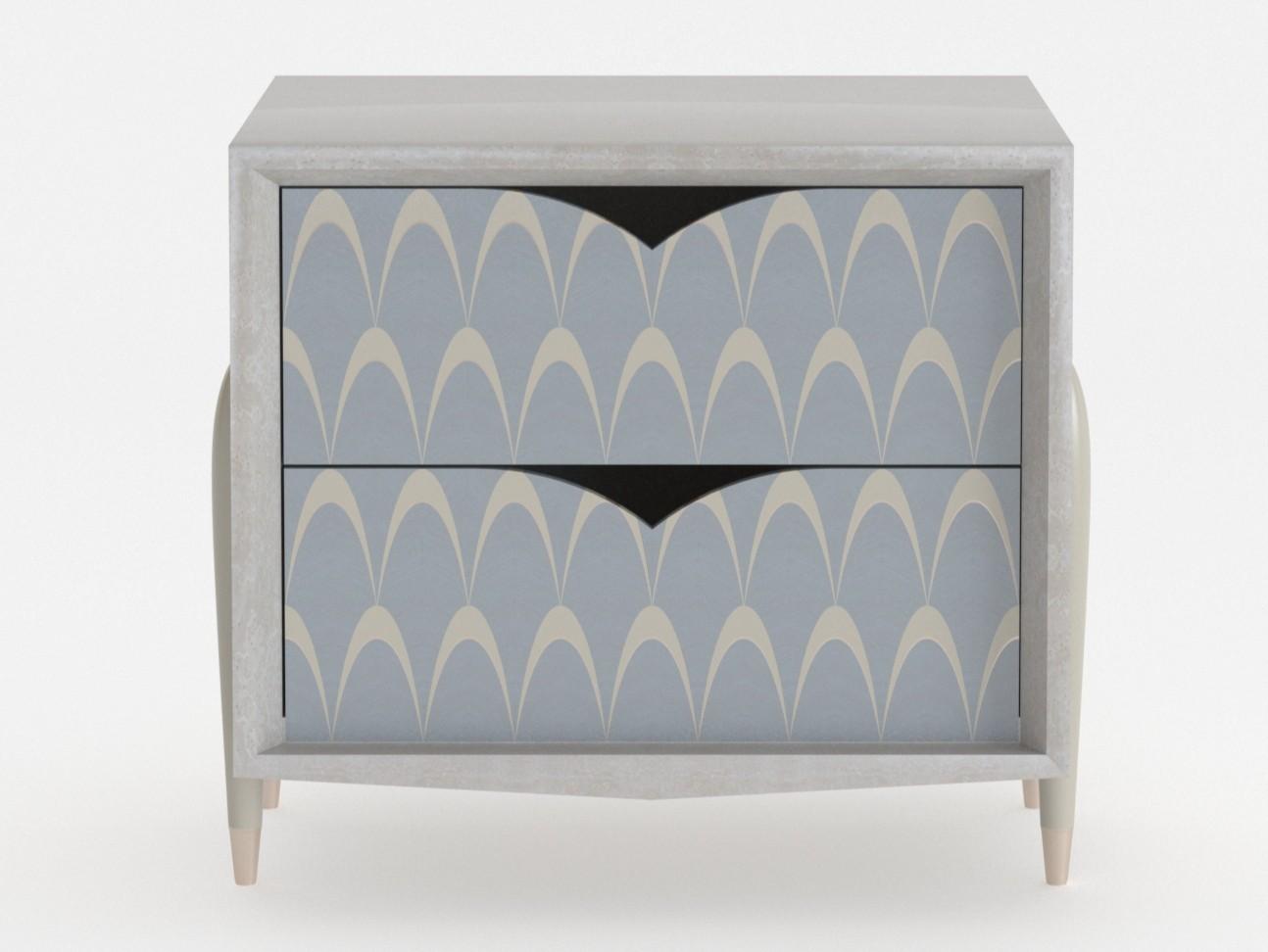 PEACOCK Rectangular wood veneer bedside table with drawers