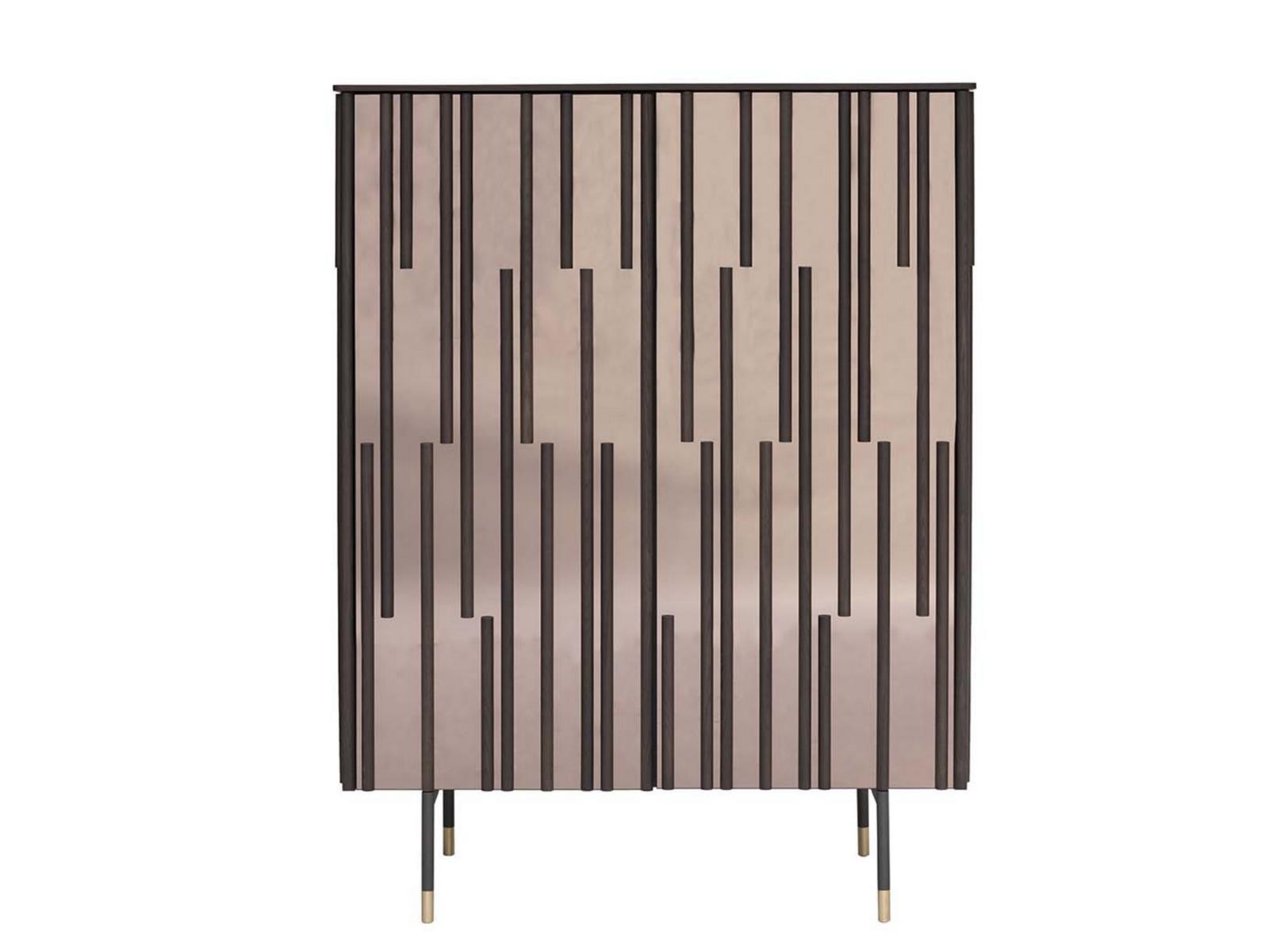 DROPS Wood and glass highboard with doors