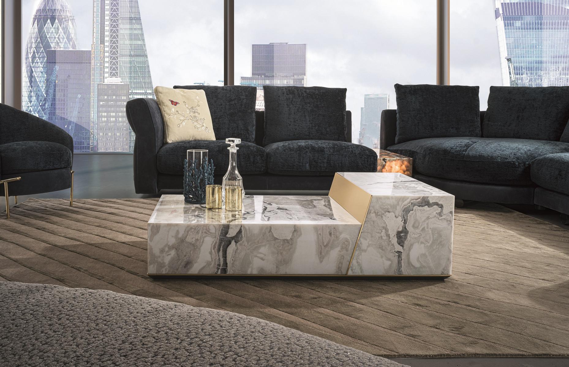 BOLD Rectangular stone coffee table with drawers