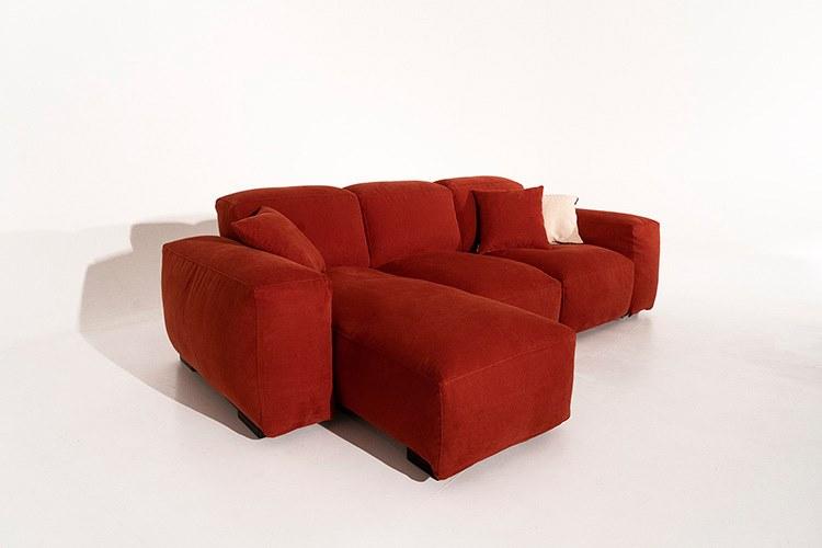 PLACIDO Sectional fabric sofa with chaise longue