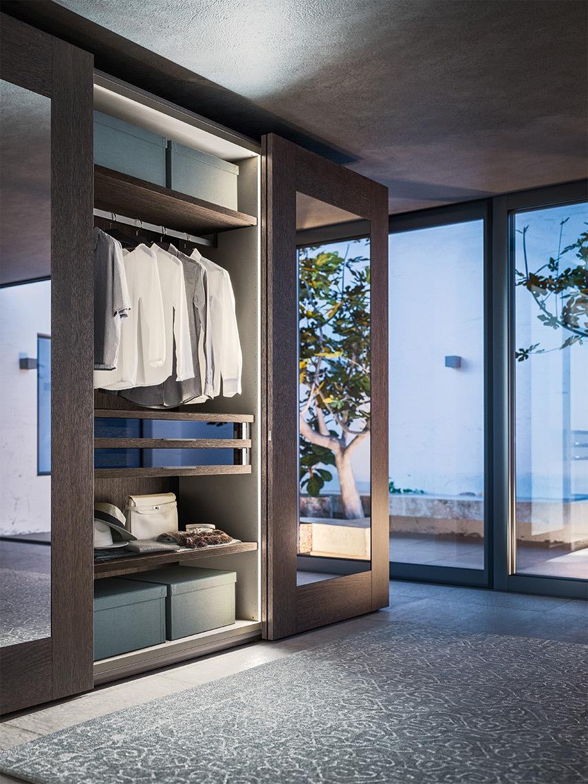 QUADRA Modular lacquered wardrobe with coplanar doors