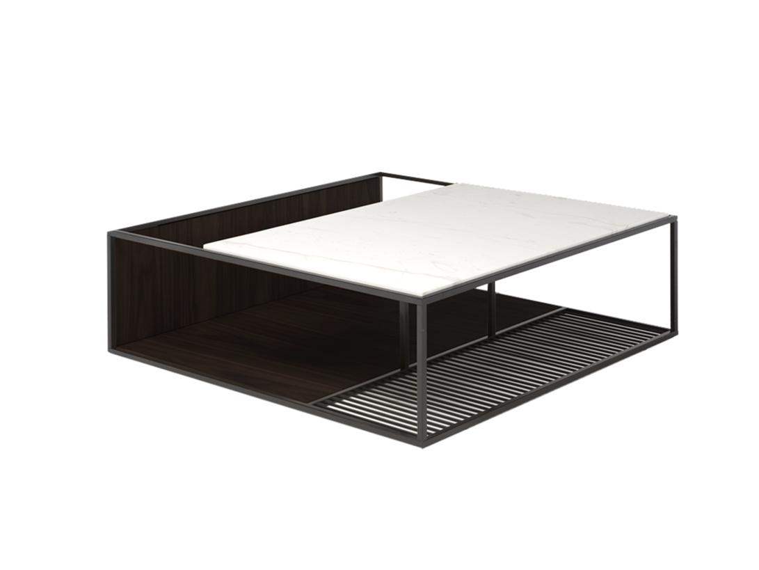 FIL ROUGE Square coffee table with integrated magazine rack