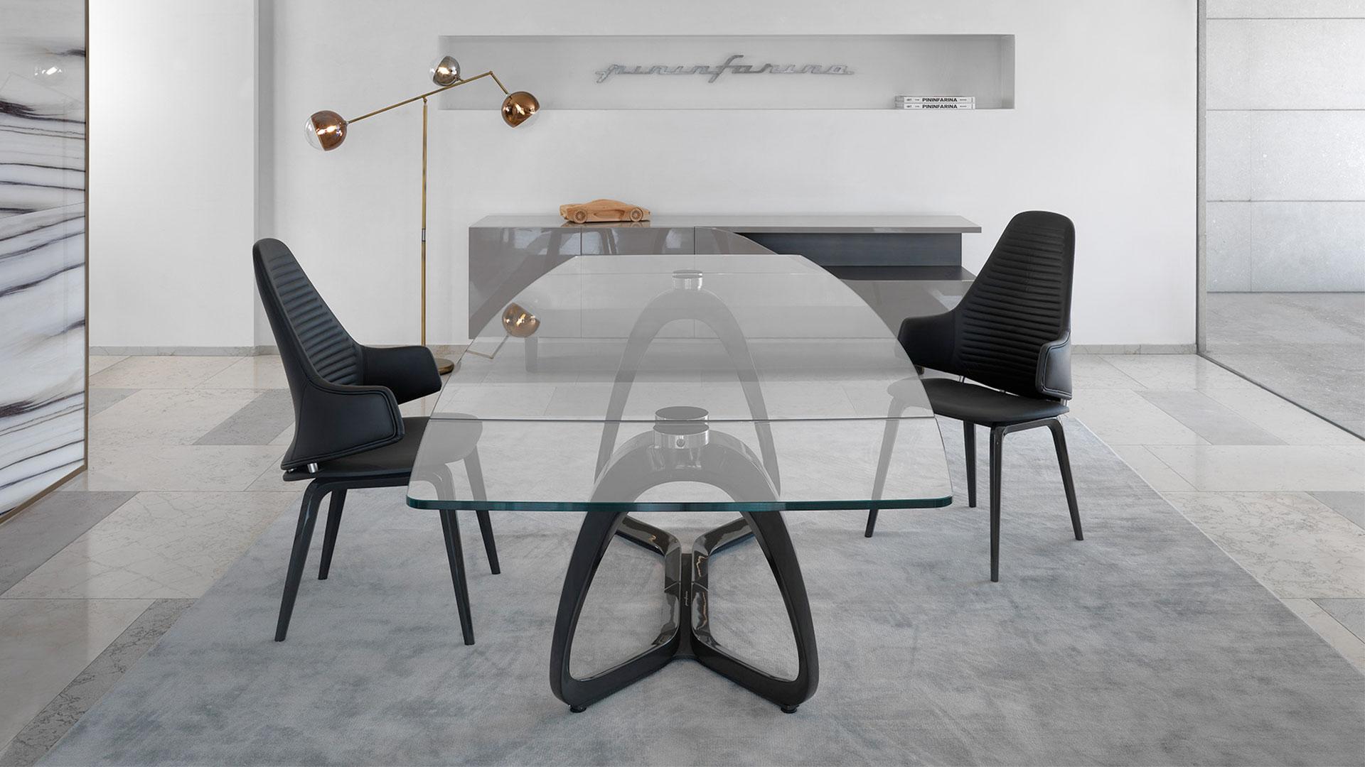SEGNO Rectangular glass dining table