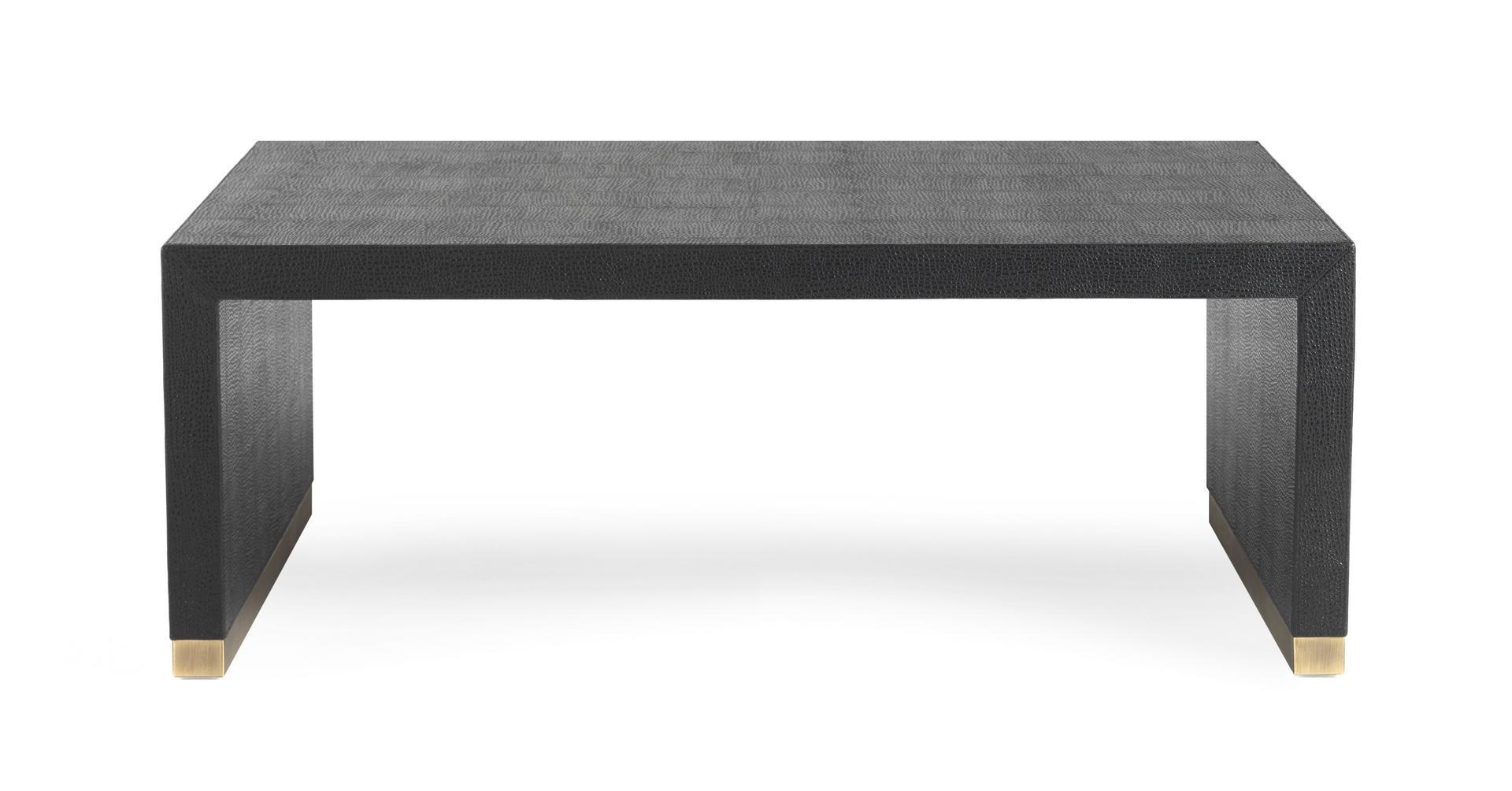 KAY Rectangular leather coffee table