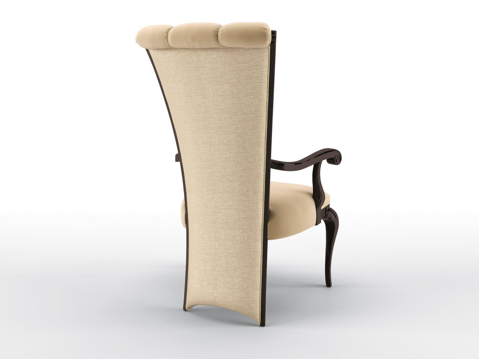 GRETA Upholstered velvet chair with armrests