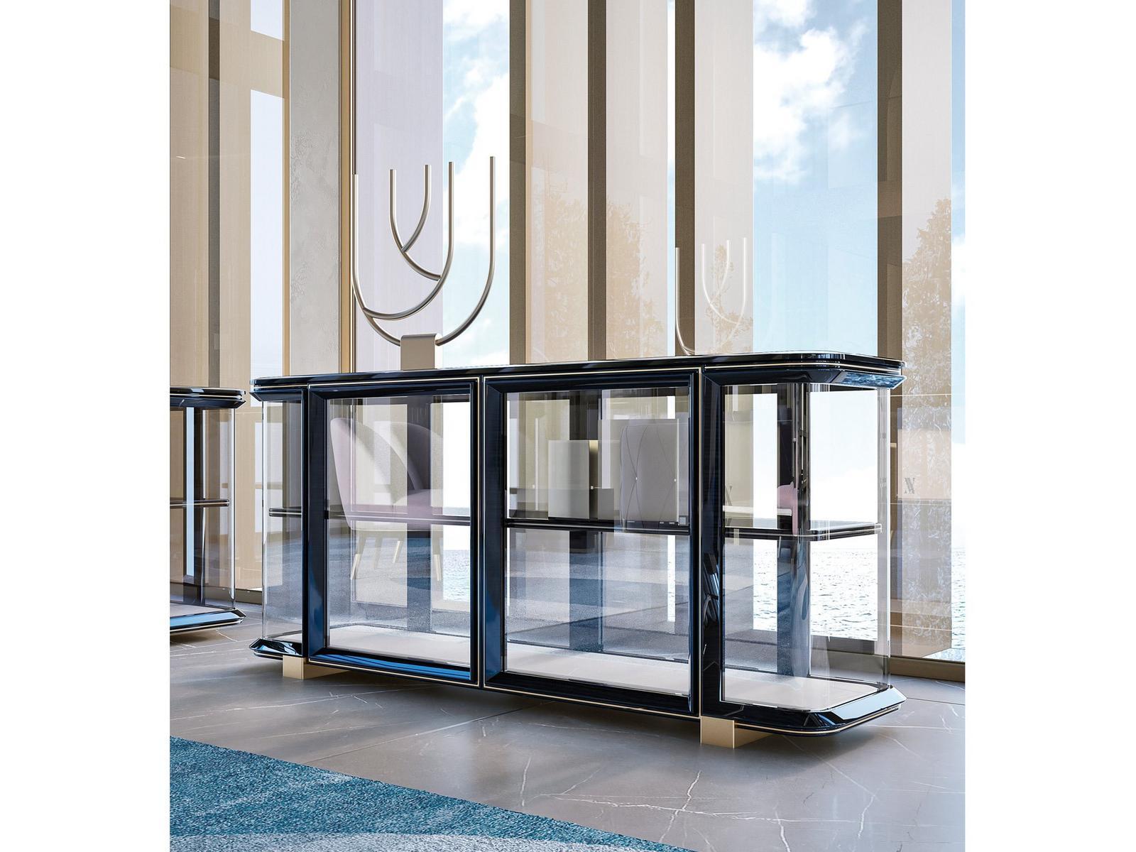 GRACE Wood and glass sideboard with integrated lighting