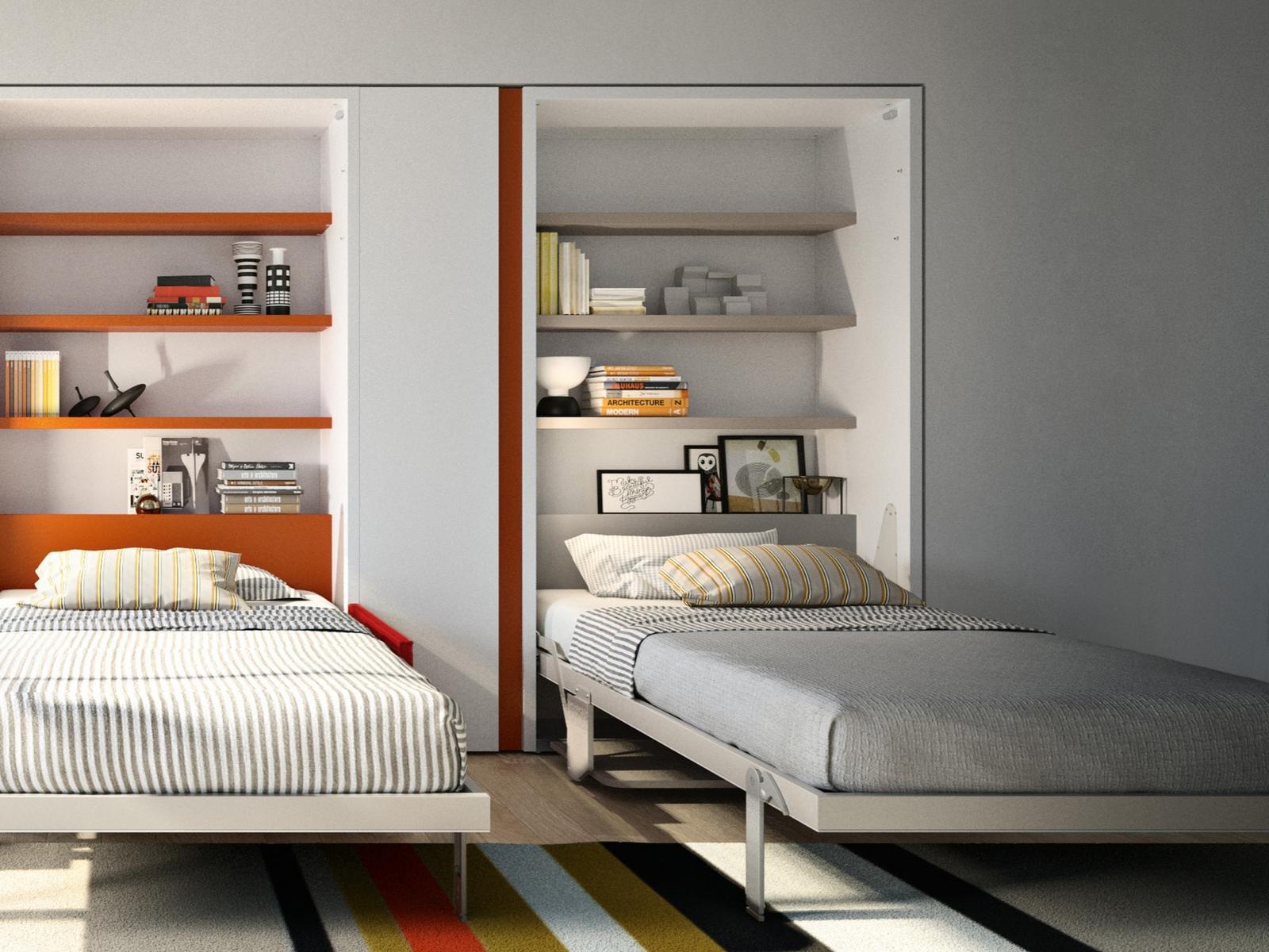 ALTEA BOOK 120 BOARD Convertible pull-down melamine-faced chipboard single bed
