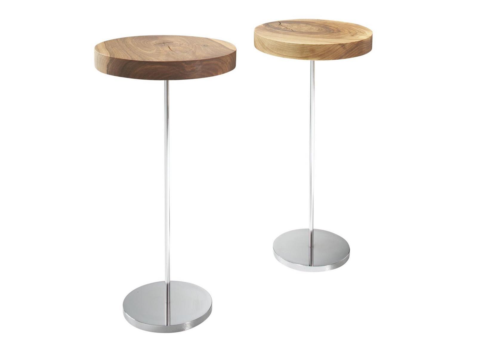 CHANTERELLE Round walnut high side table