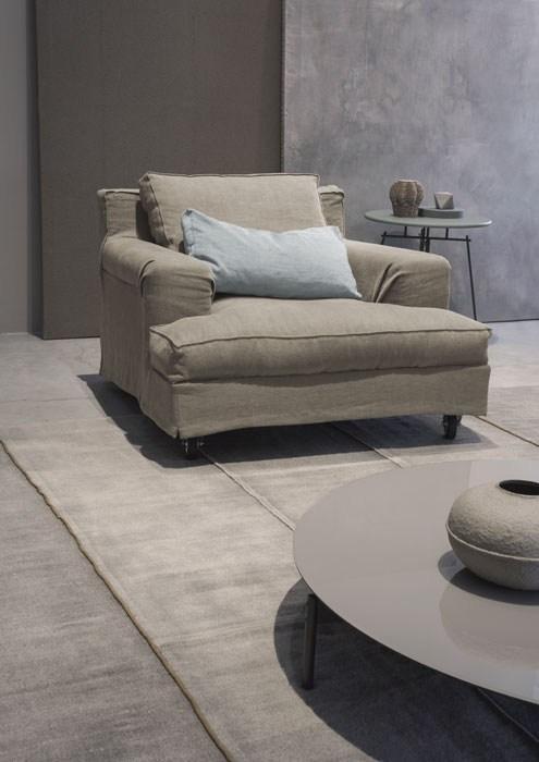 ABERDEEN Fabric armchair with castors