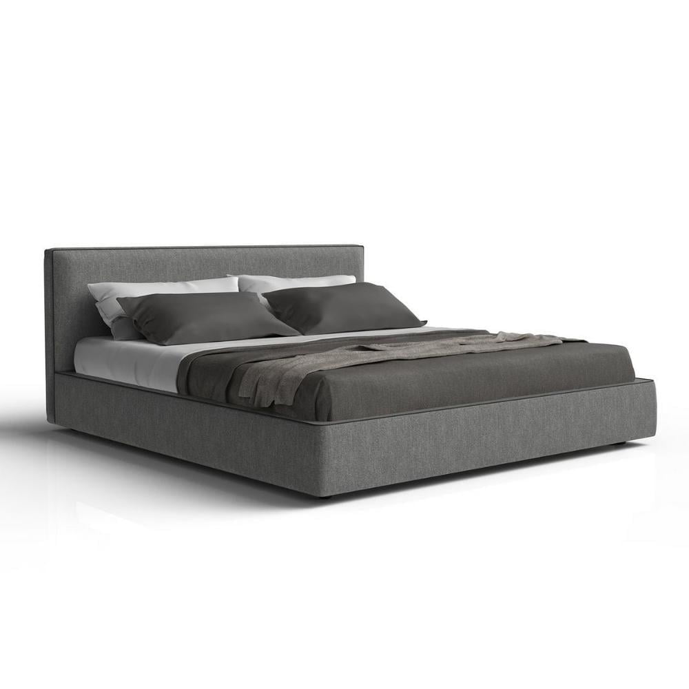 LAGUNA Leather bed with upholstered headboard