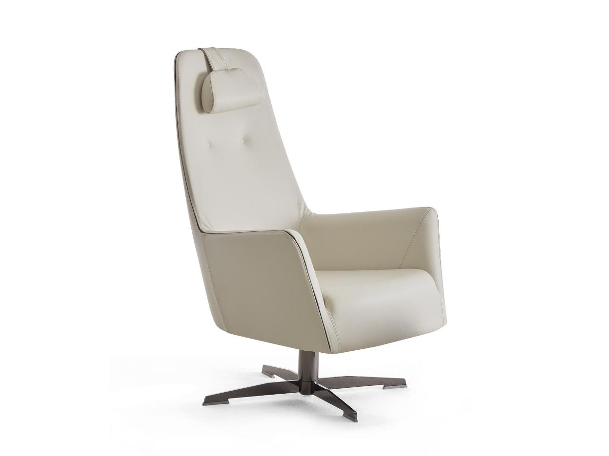 VALENTINA Swivel armchair with 4-spoke base with armrests