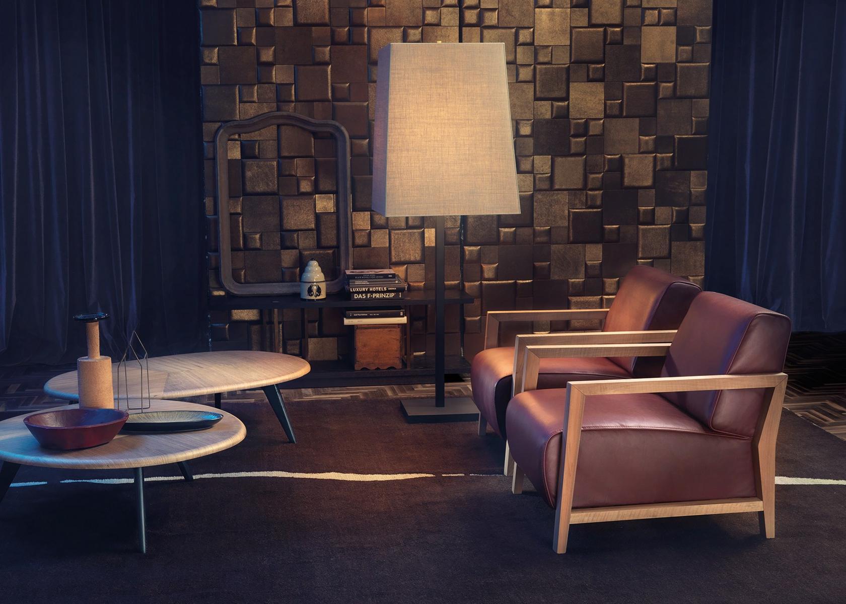 NYGEL Leather armchair with armrests