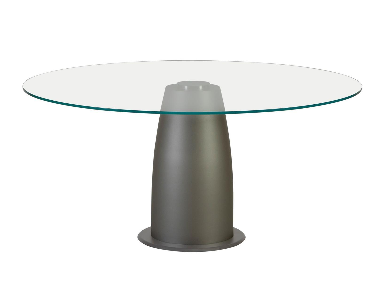 DUCA Round glass table with painted steel base