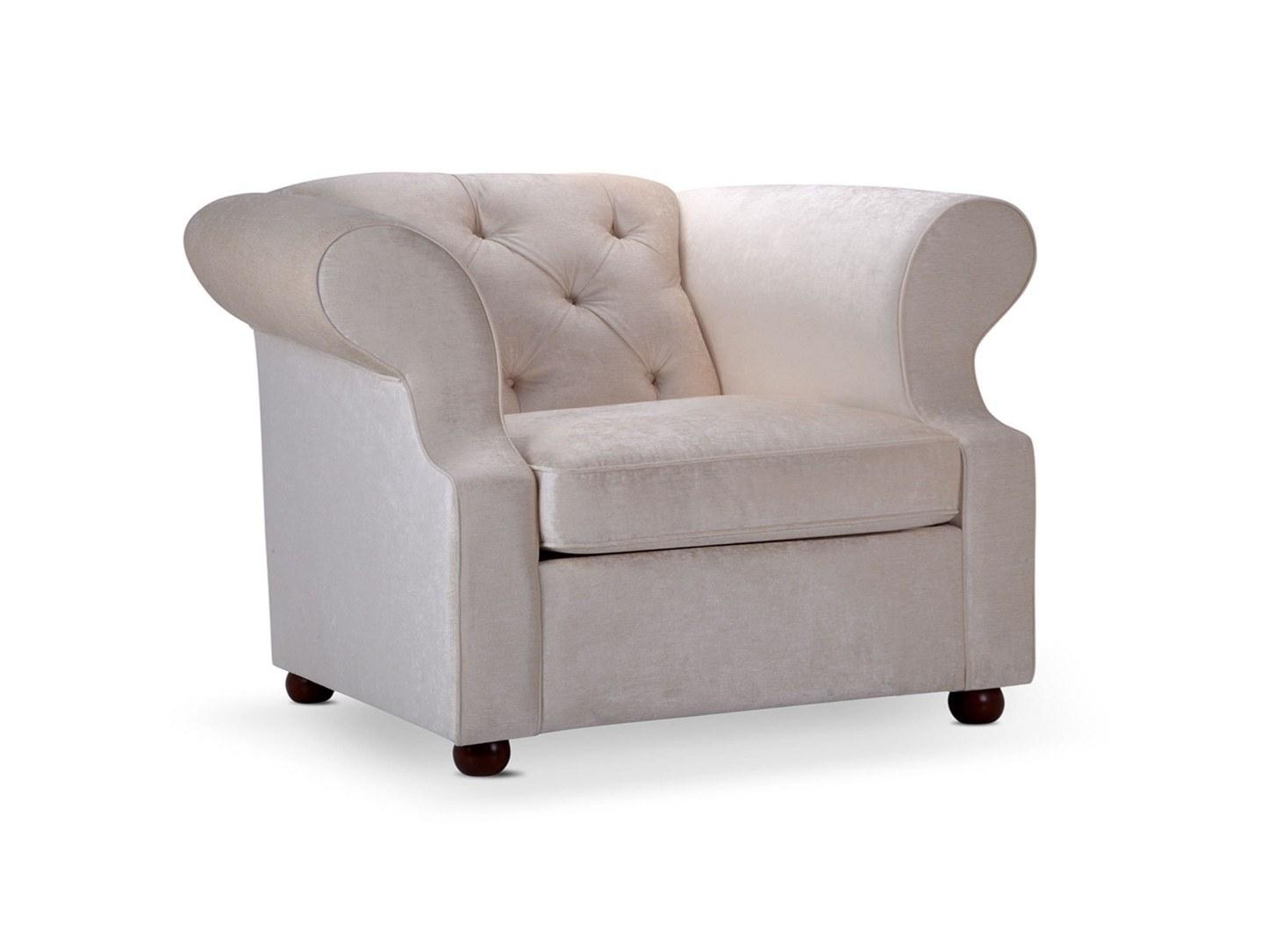 BENJAMIN Upholstered fabric armchair with armrests