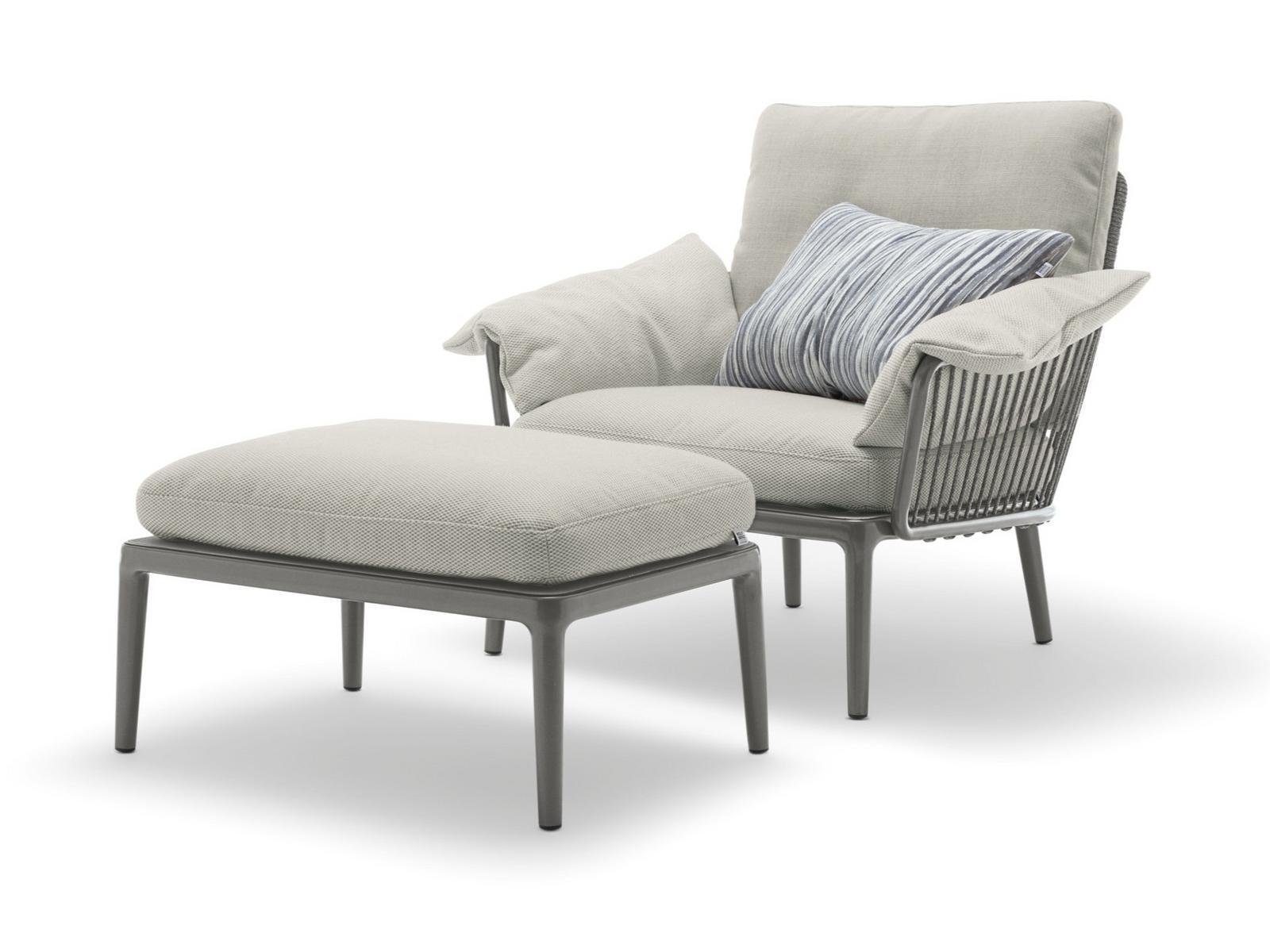271 YOKO Fabric and aluminium garden armchair with armrests