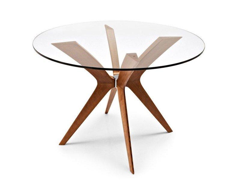 TOKYO Round wood and glass table