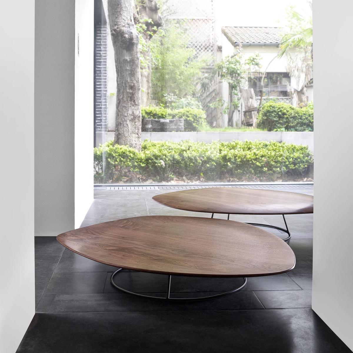 PEBBLE Low walnut coffee table