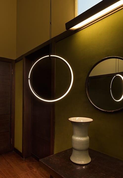 ARRANGEMENTS ROUND LED powder coated aluminium pendant lamp