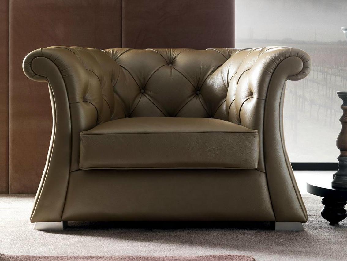 PASCAL Tufted upholstered leather armchair