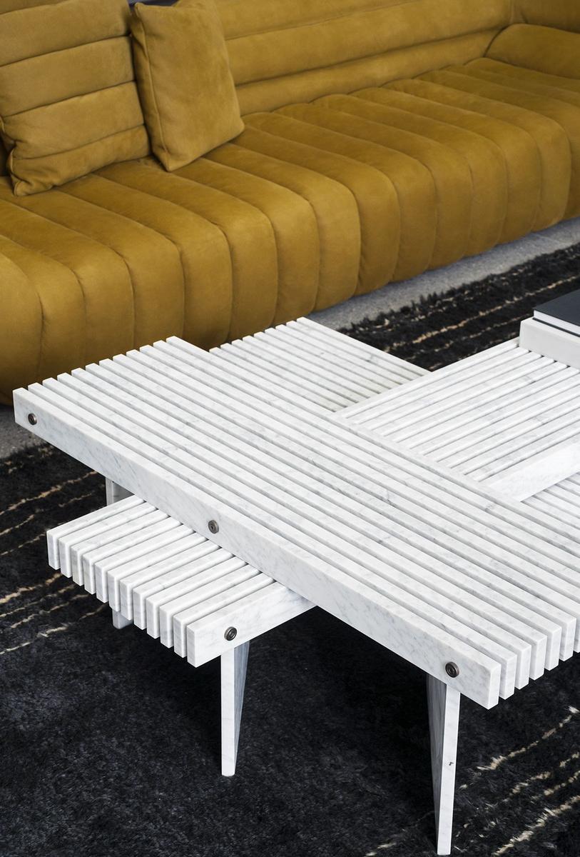 RAIL Rectangular marble coffee table