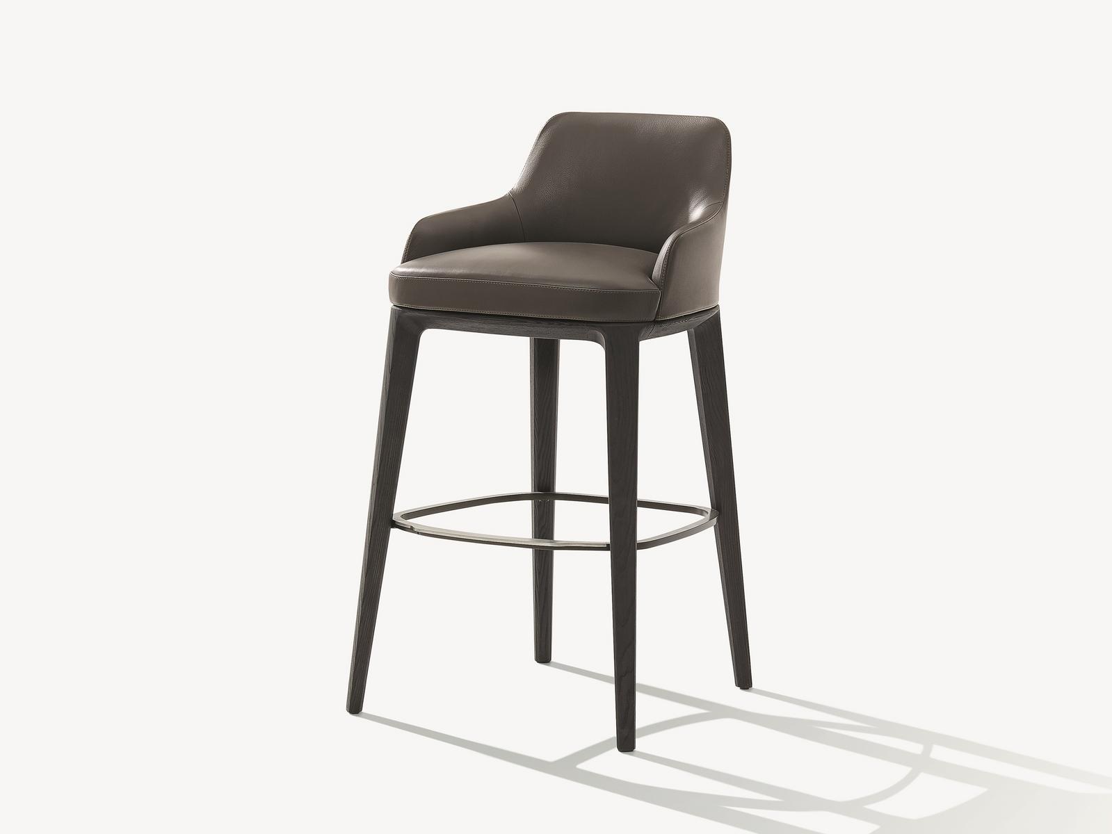 SOPHIE High leather stool with footrest