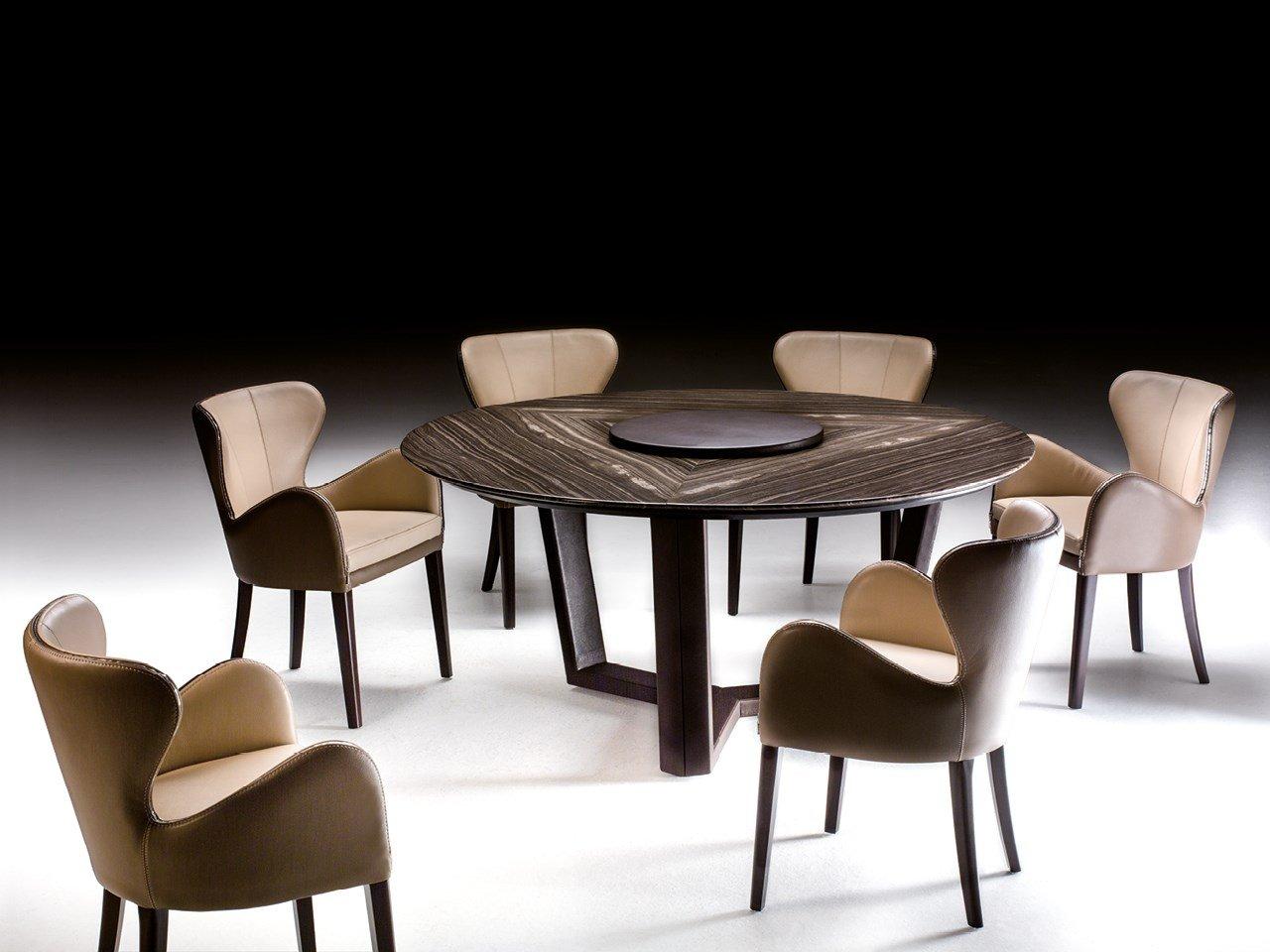 B140 Round marble table with Lazy Susan