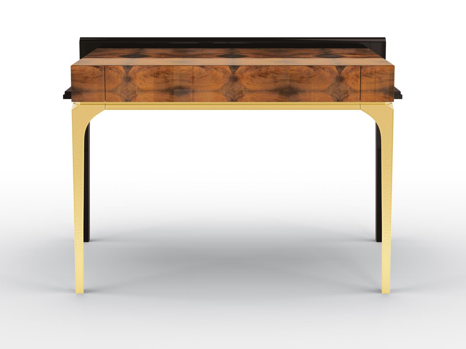 WANDA Rectangular walnut console table with drawer