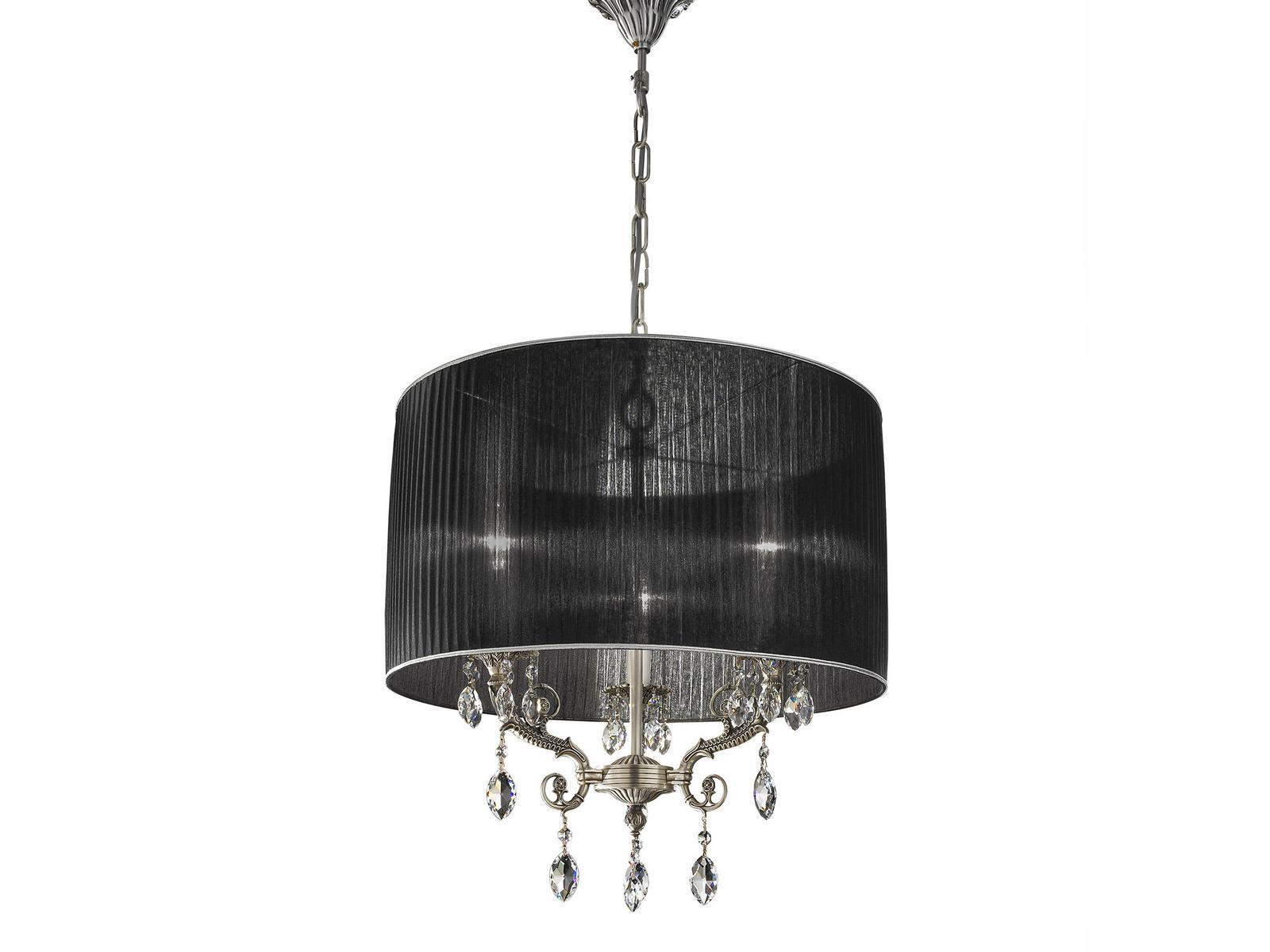 FIREFLY 7117/BK/3-SH Old silver chandelier with Schoeler crystals and shade