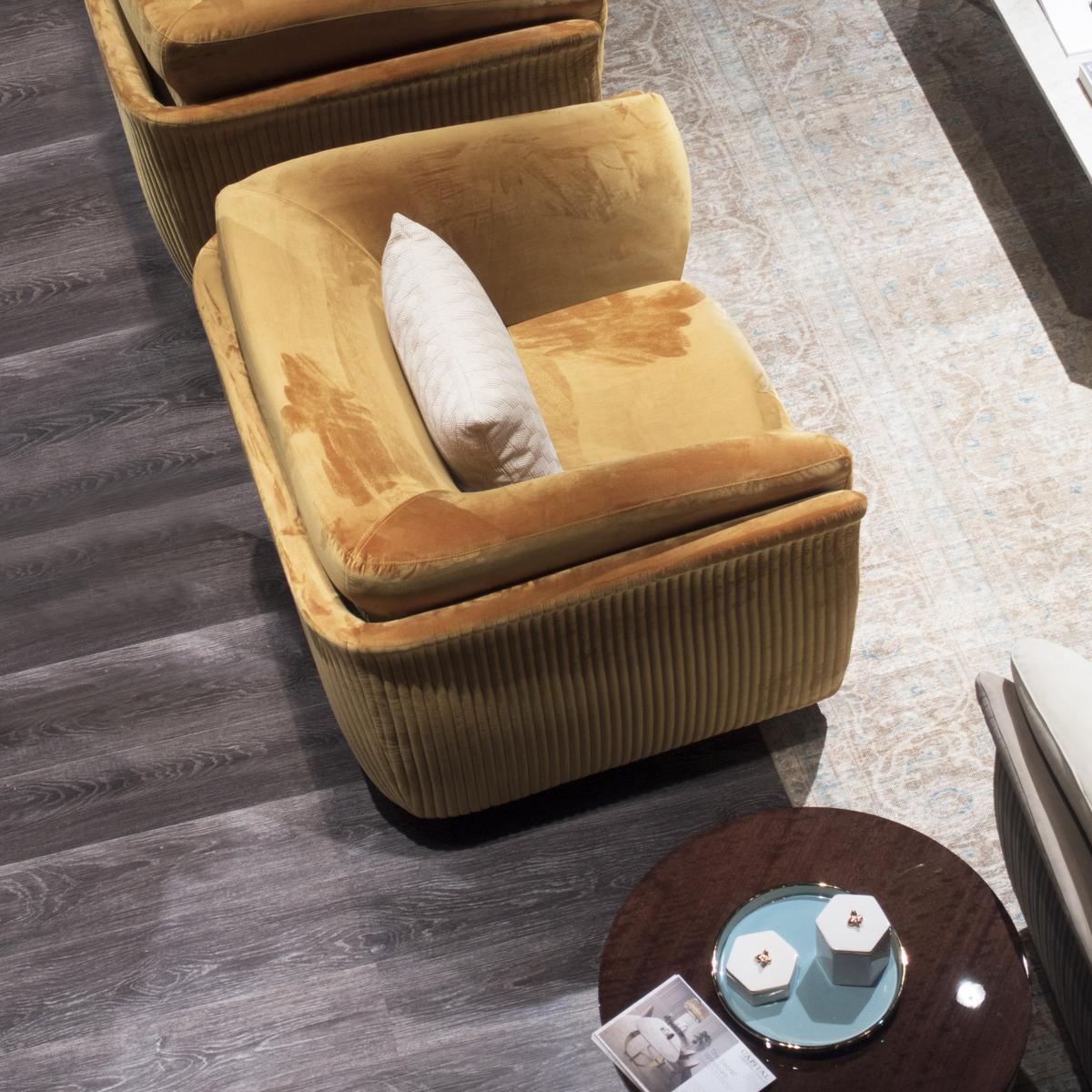 ALLURE Upholstered fabric armchair with armrests