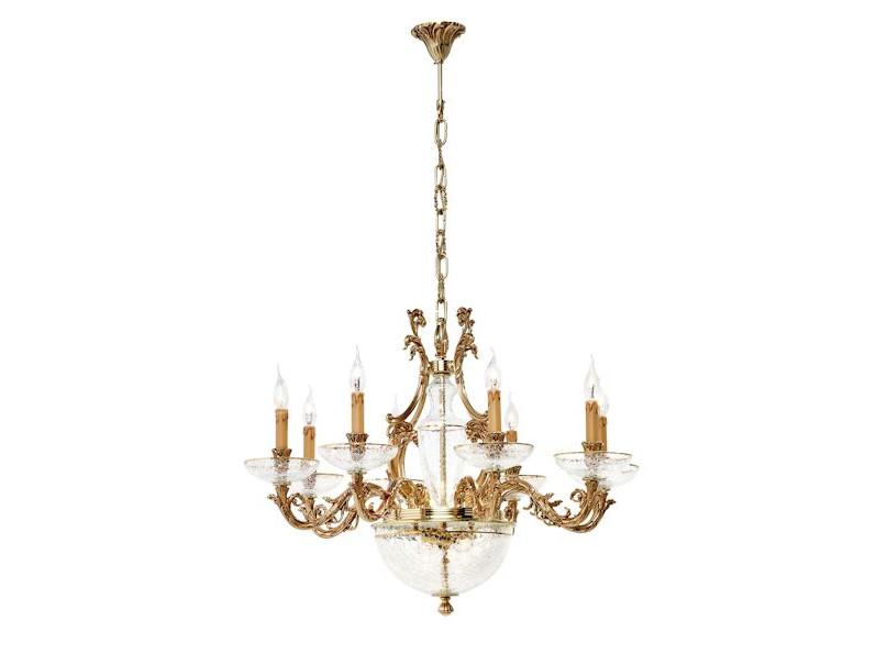 DORALEE 1662/8+2 French gold finish chandelier with cracked glass