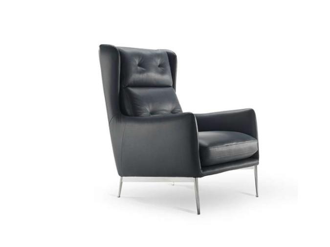 AFTEREIGHT Leather armchair with armrests