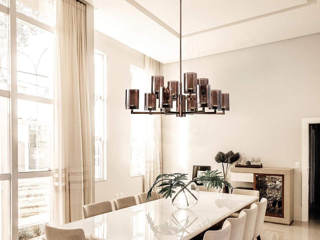QUARZO 725/8+4-L LED crystal chandelier with metal frame
