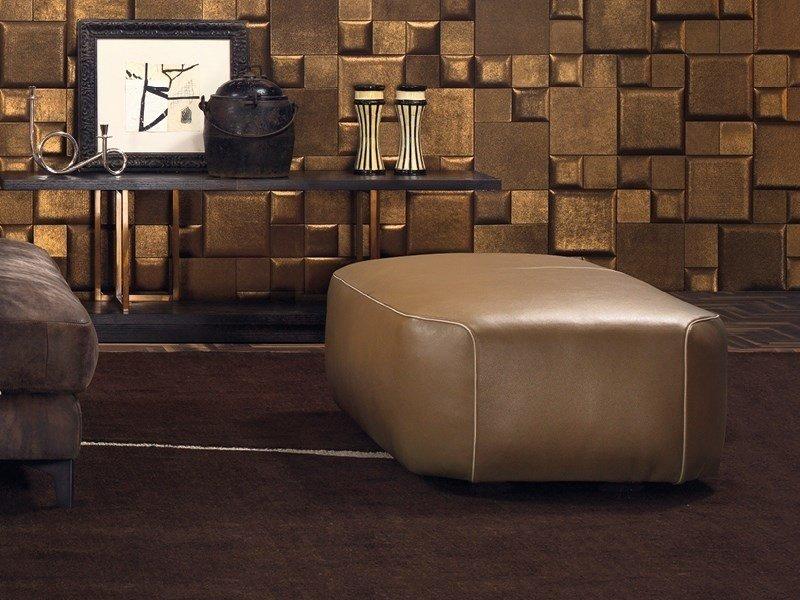 FRANKLIN Upholstered leather pouf