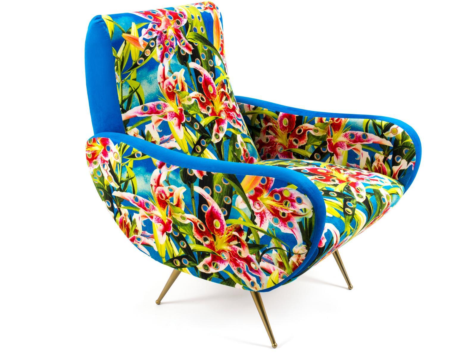 FLOWERS WITH HOLES Fabric armchair with armrests