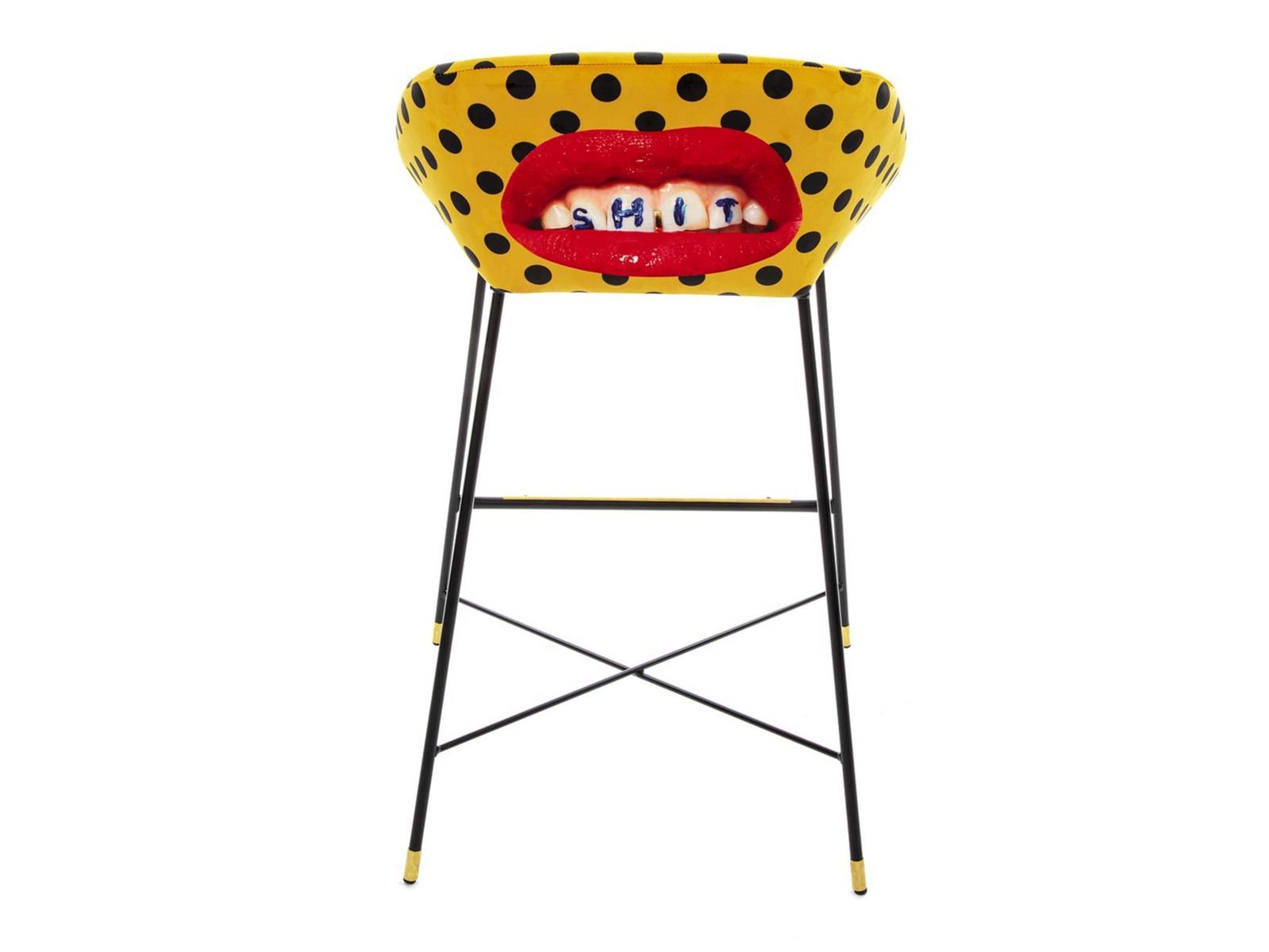 SHIT High fabric stool with back