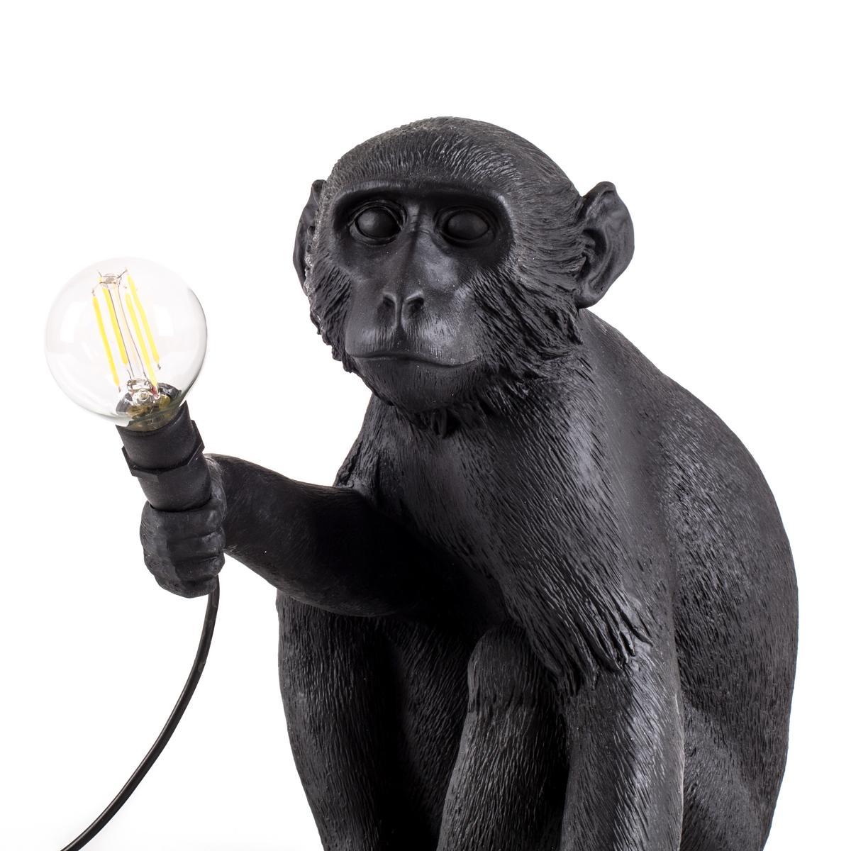 THE MONKEY LAMP BLACK SITTING LED resin floor lamp