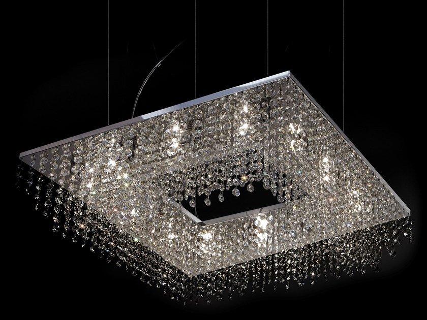 SKY CYCLES SQUARE H8 Metal pendant lamp with crystals