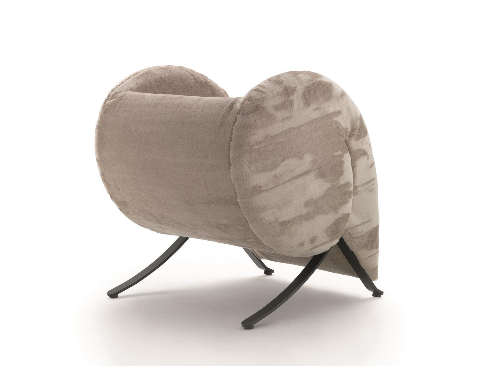 VIRGOLA Upholstered fabric easy chair with armrests