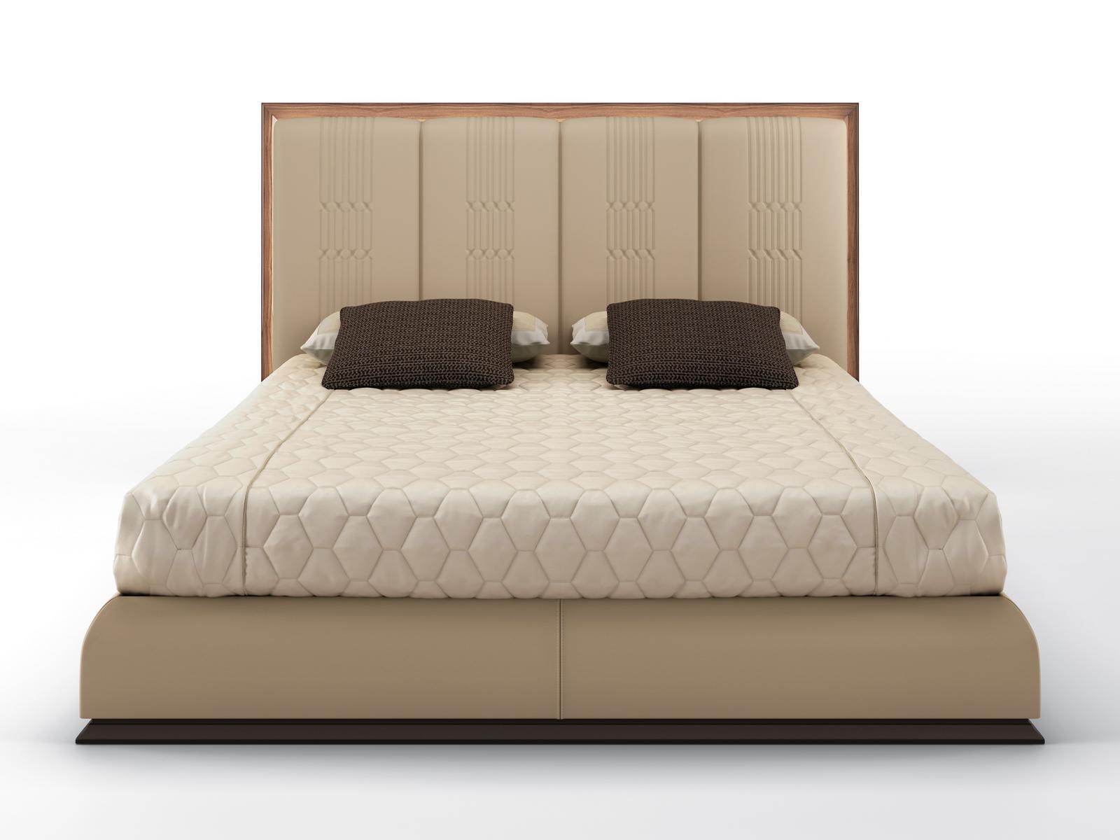 OVERWALL Leather bed with upholstered headboard