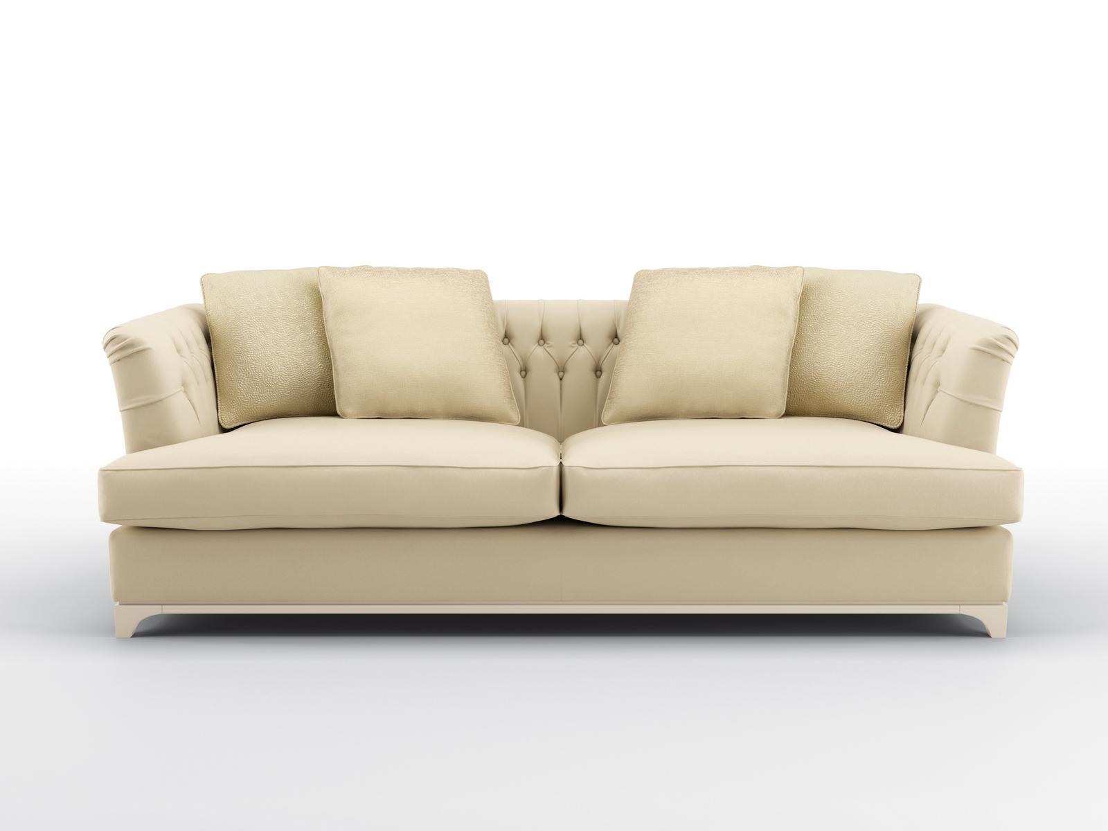 DAVIS Tufted 3 seater leather sofa