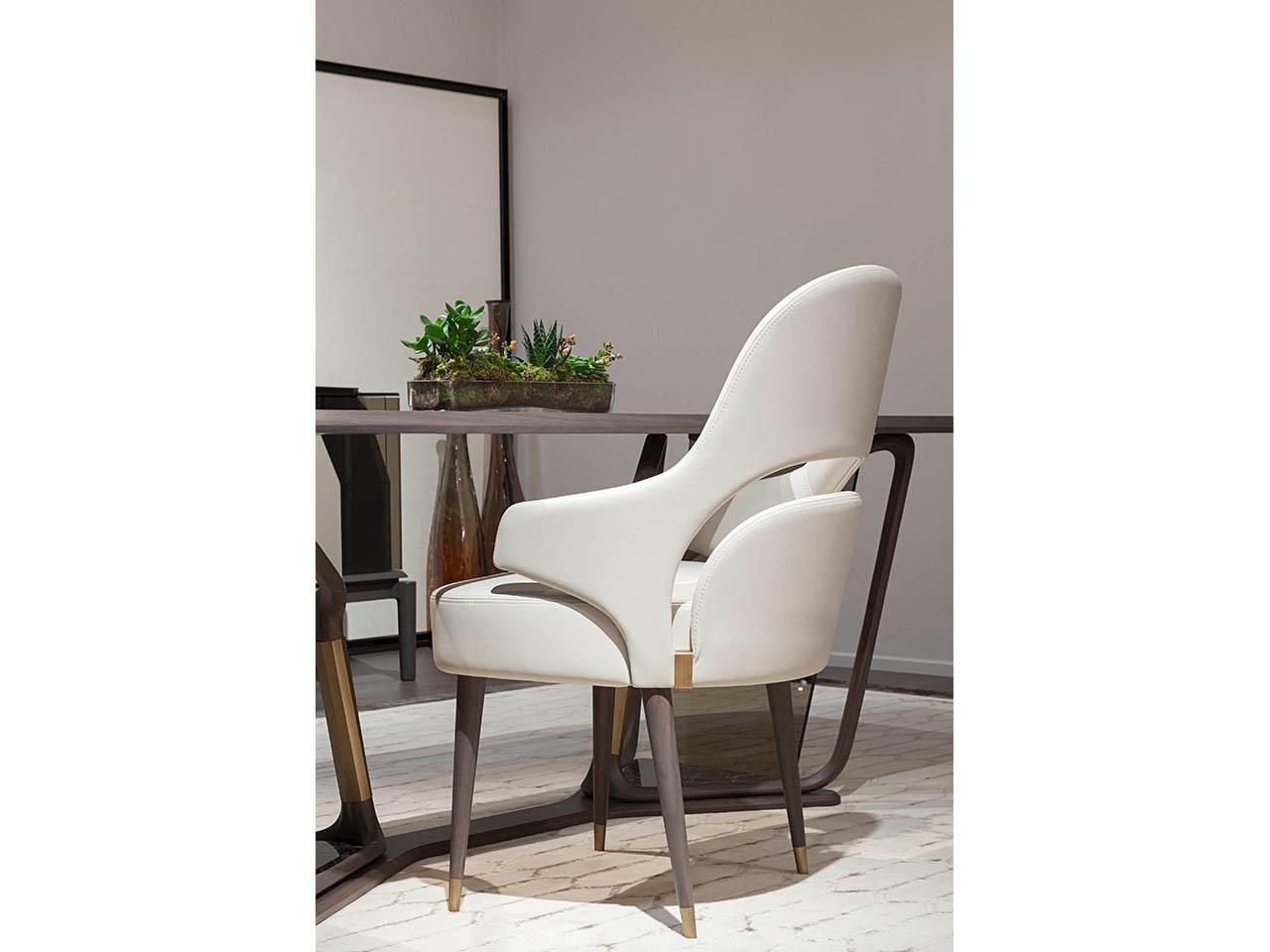 VINE Upholstered leather chair with armrests